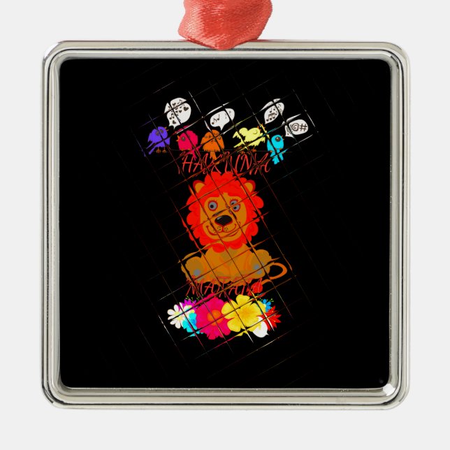 Hakuna Matata cute baby lion king Metal Ornament (Front)