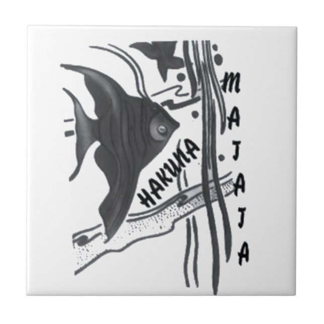 Hakuna Matata Fish Art Print Ceramic Tile (Front)