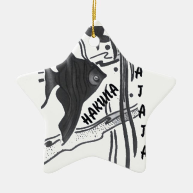 Hakuna Matata Fish Art Print Ceramic Tree Decoration (Front)