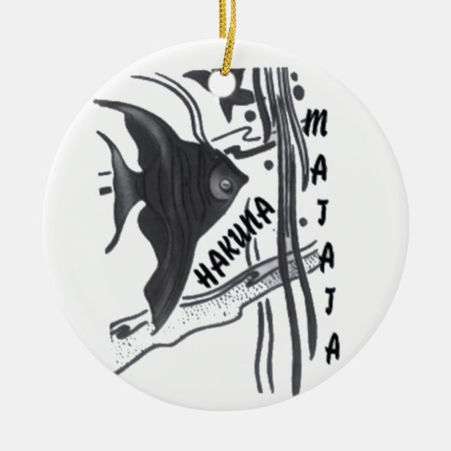 Hakuna Matata Fish Art Print Ceramic Tree Decoration (Front)