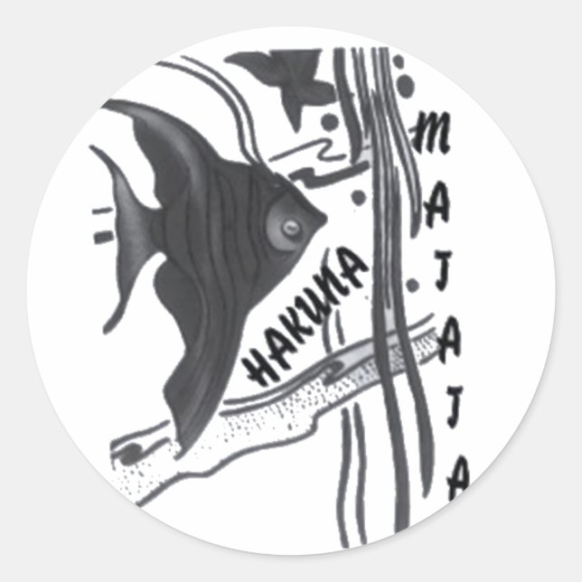 Hakuna Matata Fish Art Print Classic Round Sticker (Front)