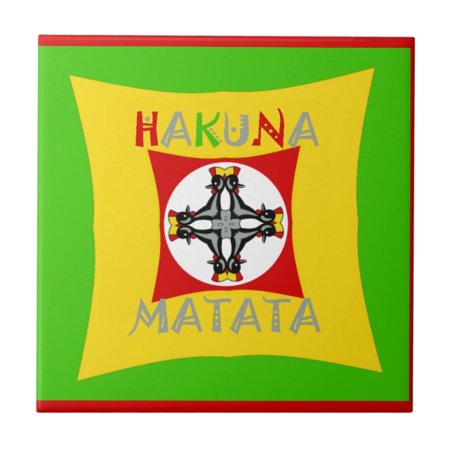 Hakuna Matata Fun Rasta Colours: Vibrant & Carefre Ceramic Tile (Front)