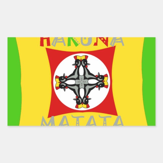 Hakuna Matata Fun Rasta Colours: Vibrant & Carefre Rectangular Sticker (Front)
