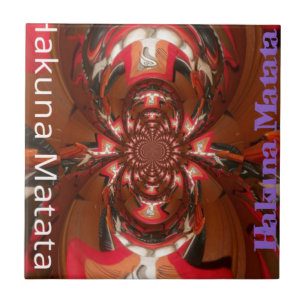 Hakuna Matata Halloween Mask Kaleidoscope Abstract Ceramic Tile