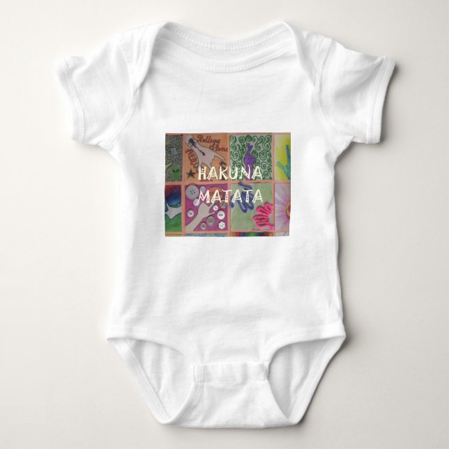 Hakuna Matata Hand Sign Art Print Baby Bodysuit (Front)