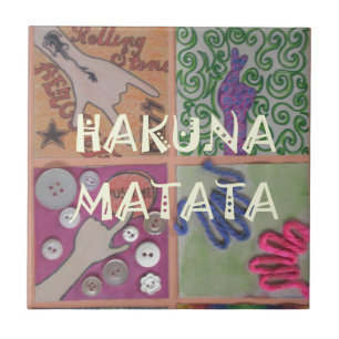 Hakuna Matata Hand Sign Art Print Ceramic Tile