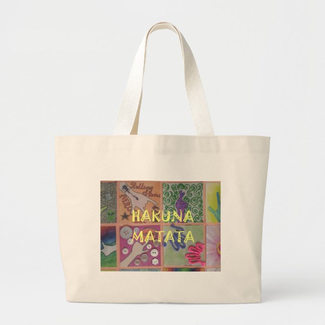 Hakuna Matata Hand Sign Art Print Large Tote Bag (Front)