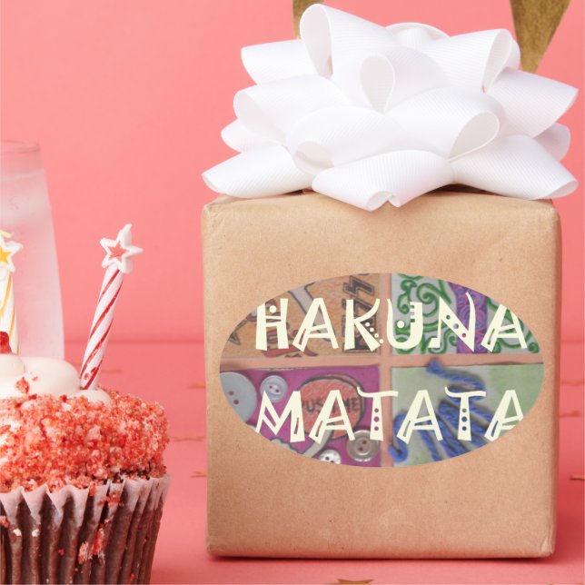 Hakuna Matata Hand Sign Art Print Oval Sticker (Party)
