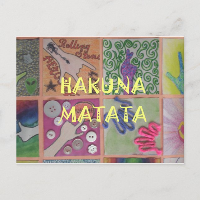 Hakuna Matata Hand Sign Art Print Postcard (Front)