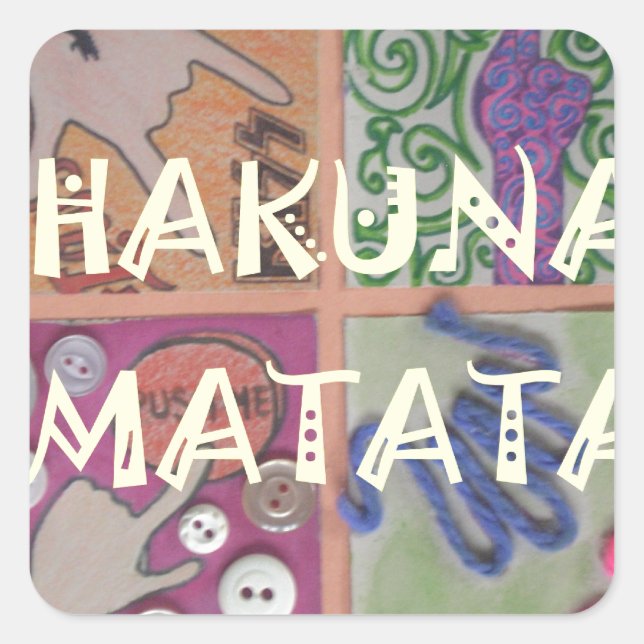 Hakuna Matata Hand Sign Art Print Square Sticker (Front)