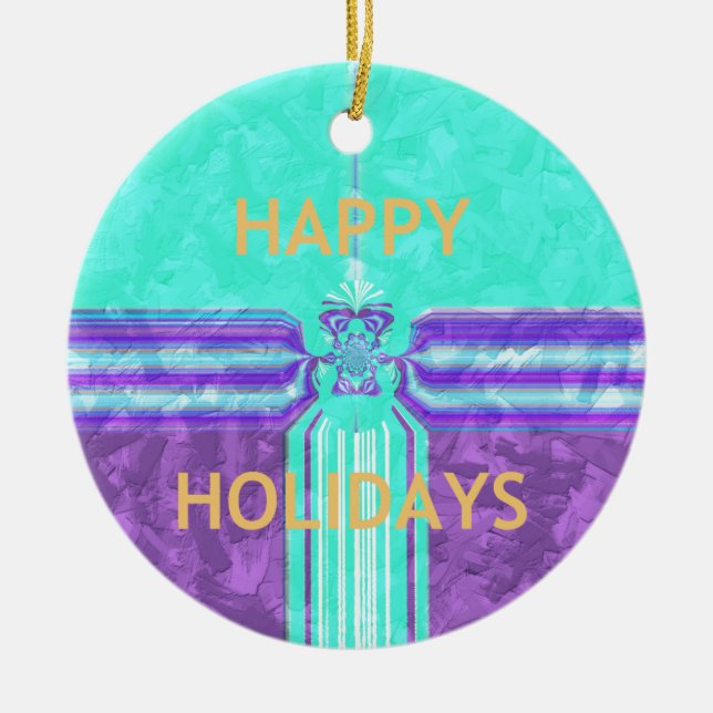 Hakuna Matata Happy Holidays Ceramic Ornament (Front)