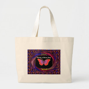 Hakuna Matata Have a Nice Day infinity Butterfly c Large Tote Bag
