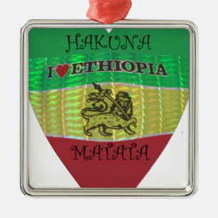 Hakuna Matata I love Ethiopia Colours.png Metal Ornament