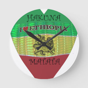 Hakuna Matata I love Ethiopia Colours.png Round Clock