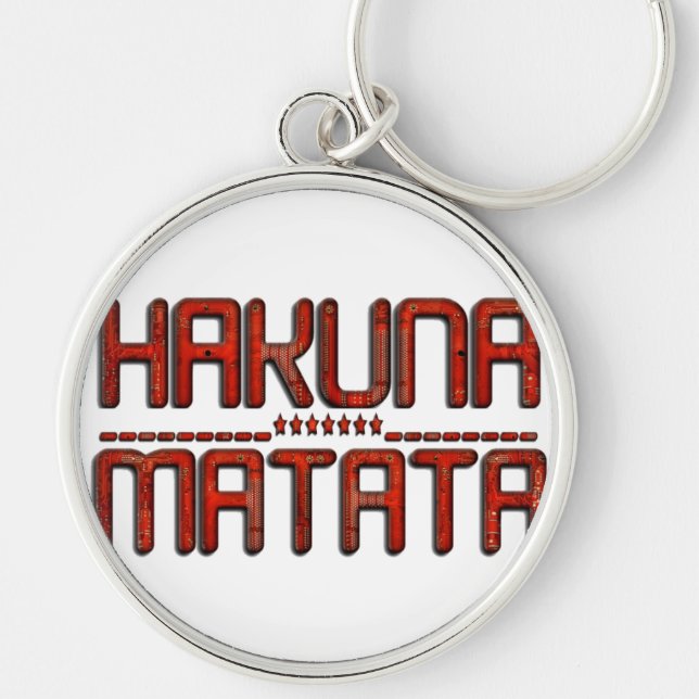 Hakuna Matata in Red With Stars Techno Key Ring (Front)
