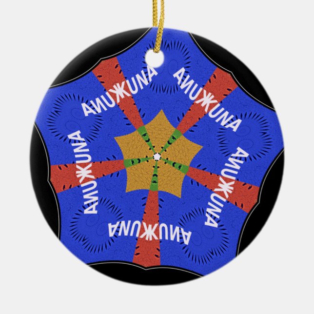 Hakuna Matata Iridiscent Blue Ceramic Tree Decoration (Front)