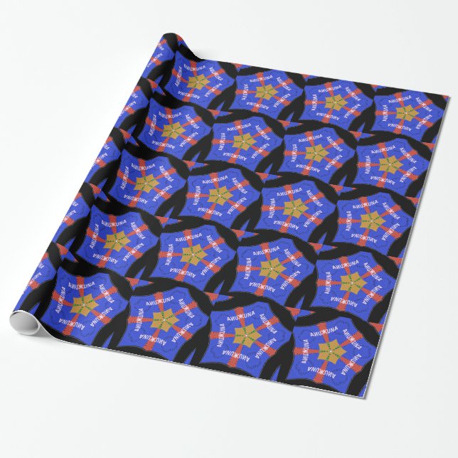 Hakuna Matata Iridiscent Blue Wrapping Paper (Unrolled)