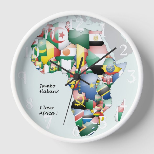 Hakuna Matata Jambo Habari Africa ! I Love Africa Wall Clock (Front)