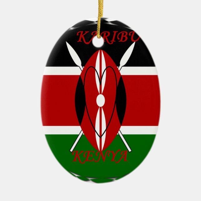 Hakuna matata Karaibu Kenya Ceramic Tree Decoration (Front)