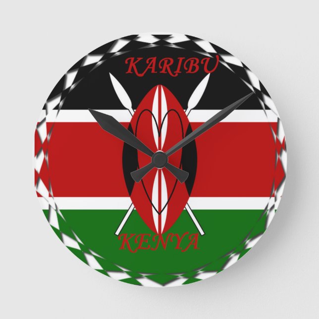 Hakuna matata Karaibu Kenya Round Clock (Front)