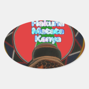 Hakuna Matata Kenya Art Print Oval Sticker