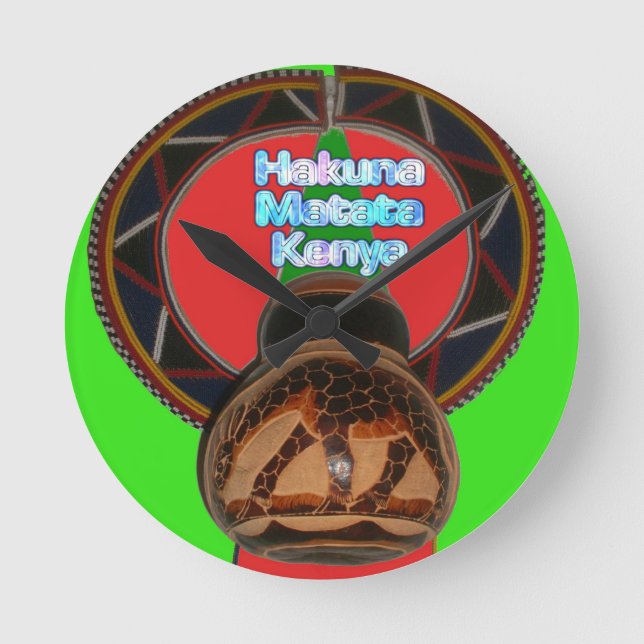 Hakuna Matata Kenya Art Print Round Clock (Front)