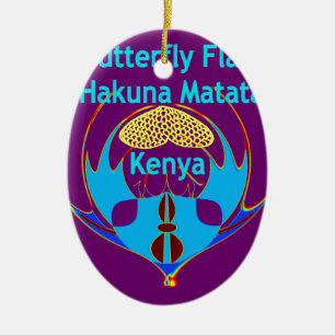  "Hakuna Matata Kenya" Butterfly Art Print/Graphic Ceramic Tree Decoration