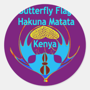 "Hakuna Matata Kenya" Butterfly Art Print/Graphic Classic Round Sticker