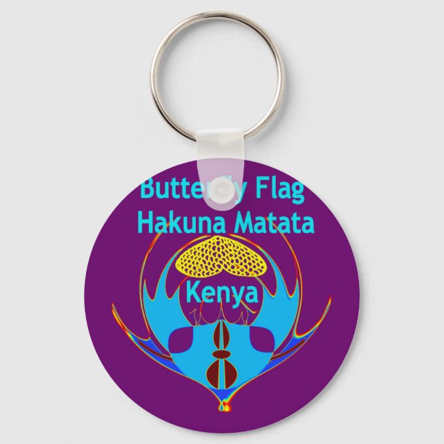  "Hakuna Matata Kenya" Butterfly Art Print/Graphic Key Ring (Front)