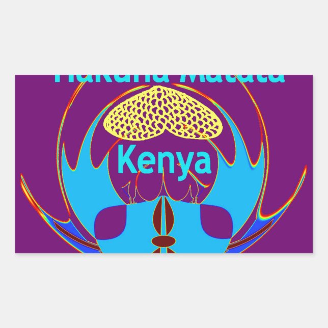  "Hakuna Matata Kenya" Butterfly Art Print/Graphic Rectangular Sticker (Front)