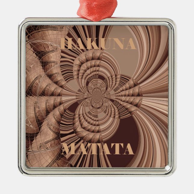 Hakuna Matata Kenya Giraffe Safari  Woven Sourveni Metal Tree Decoration (Front)