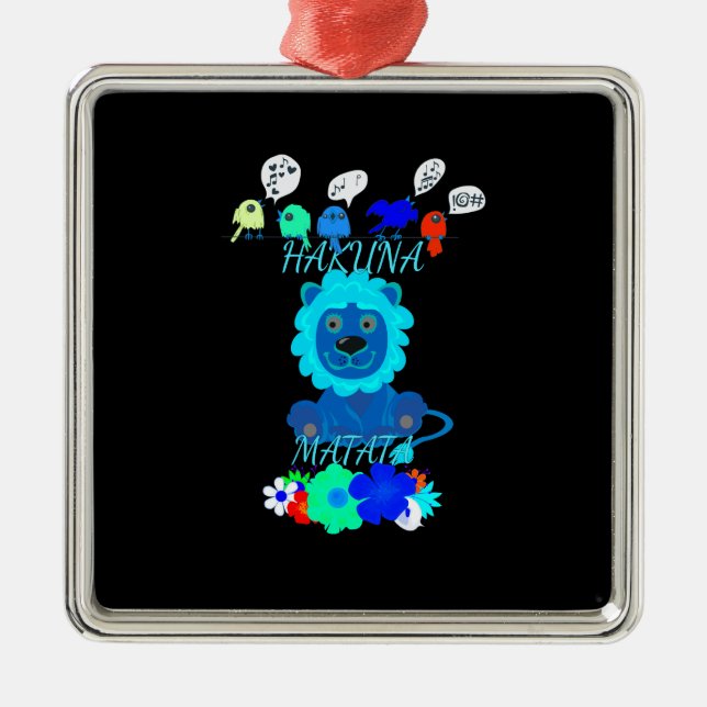Hakuna Matata Lion Art Print Metal Ornament (Front)
