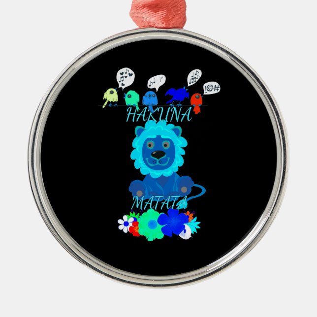 Hakuna Matata Lion Art Print Metal Tree Decoration (Front)