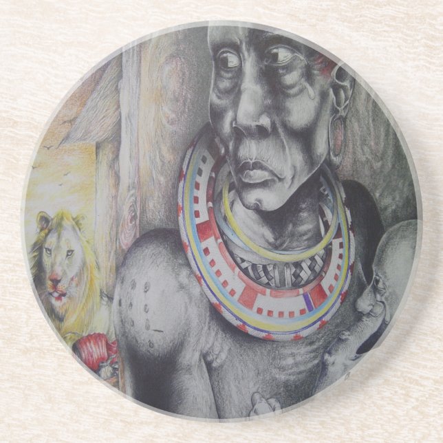 Hakuna Matata Masai Sandstone Coaster (Front)