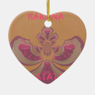 Hakuna Matata Merry Christmas lovely hearts design Ceramic Ornament