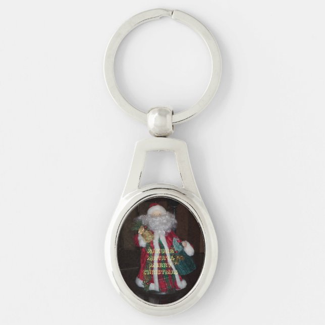 Hakuna Matata Merry Christmas Santa text art Key Ring (Front)