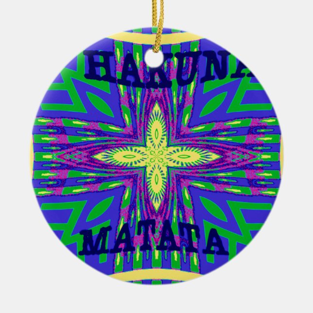 Hakuna matata Mombasa Kanga Ceramic Ornament (Front)