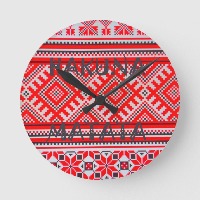 Hakuna Matata - No Worries Swahili Art Collection Round Clock (Front)