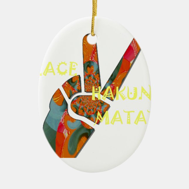 Hakuna Matata Peace Ceramic Tree Decoration (Front)