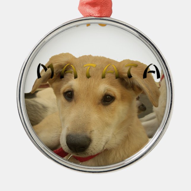 "Hakuna Matata Pup" – Worry-Free Puppy Love Metal Ornament (Front)