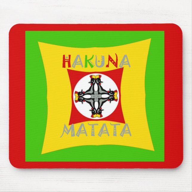 Hakuna Matata Rasta Colour Red Golden Green Mouse Pad (Front)