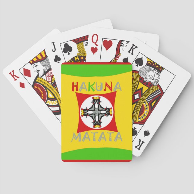Hakuna Matata Rasta Colour Red Golden Green Playing Cards (Back)