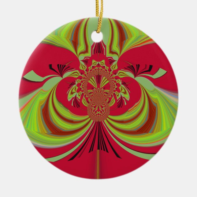 Hakuna Matata red yellow design Ceramic Ornament (Front)