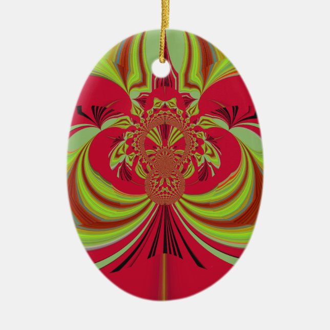 Hakuna Matata red yellow design Ceramic Ornament (Front)