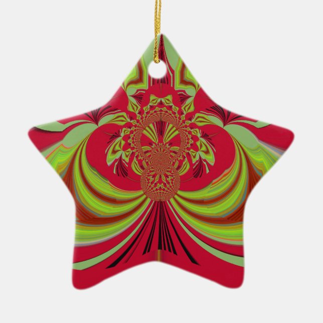 Hakuna Matata red yellow design Ceramic Ornament (Front)