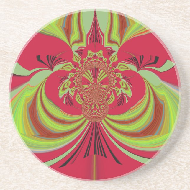 Hakuna Matata red yellow design Coaster (Front)
