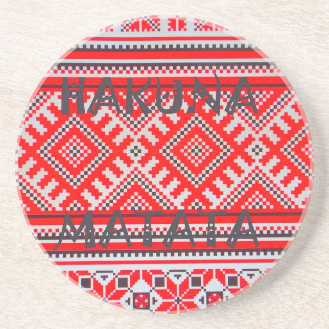 Hakuna Matata Seamless Geometrical Pattern Coaster (Front)