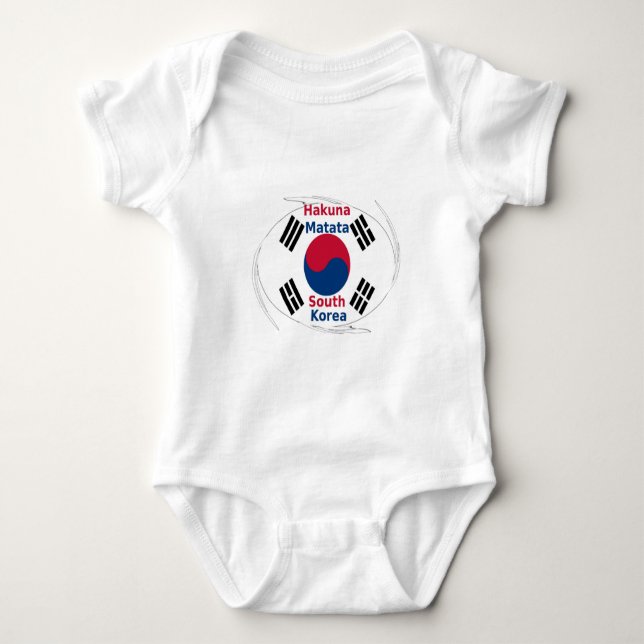 Hakuna Matata South Korea Art Print/Graphic Baby Bodysuit (Front)