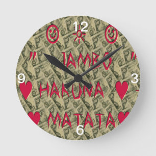 Hakuna Matata Talk Money Art Print Design Round Clock