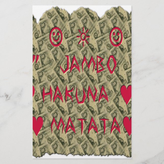 Hakuna Matata Talk Money Art Print Design Stationery (Front)